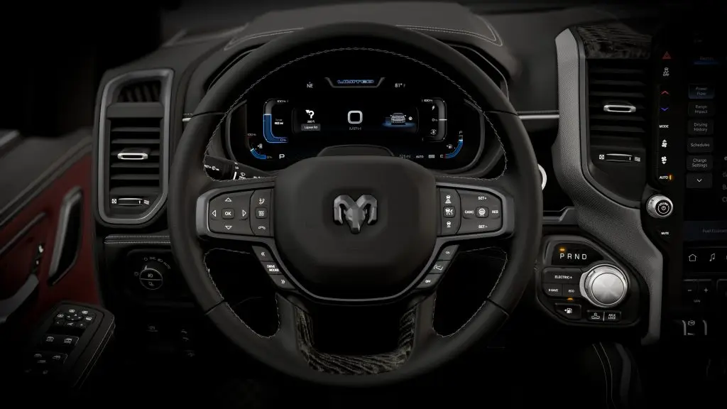 2026 Ram 1500 REV interior Limited steering wheel